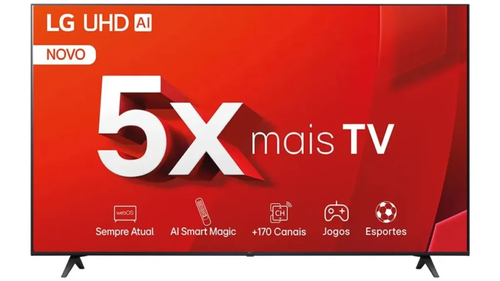 LG UT8050 Smart TV 4K com melhor upscaling para futebol e TV aberta