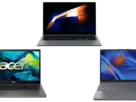 Três dos melhores notebooks para estudar exibidos abertos de frente em fundo branco isolado, destacando os modelos das marcas Samsung, Acer e Lenovo.