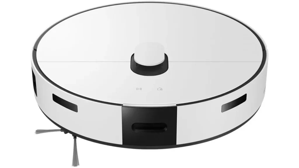 Robô aspirador Samsung Jet Bot Combo branco visto de cima com sensor de navegação elevado, destacado como melhor robô aspirador em 2026 integrado ao ecossistema SmartThings.